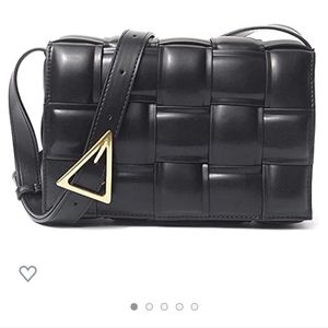 Black weave design PU leather crossbody purse